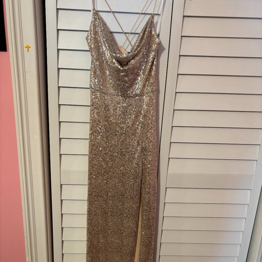 Gold sequin formal gown